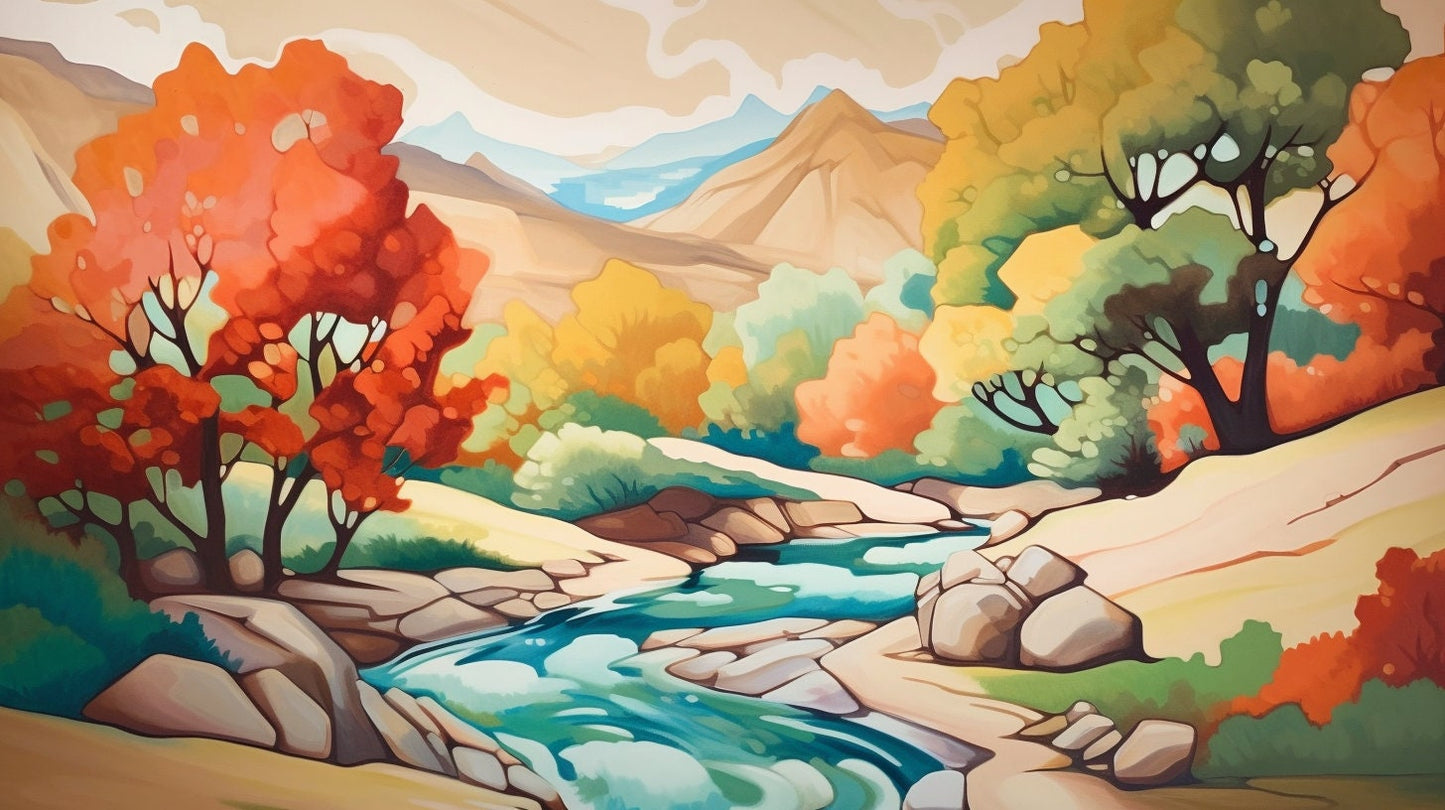 Georgia O'Keeffe Styled Landscape, Original Artwork | Digital Download | Wall Art | Custom Canvas Curators
