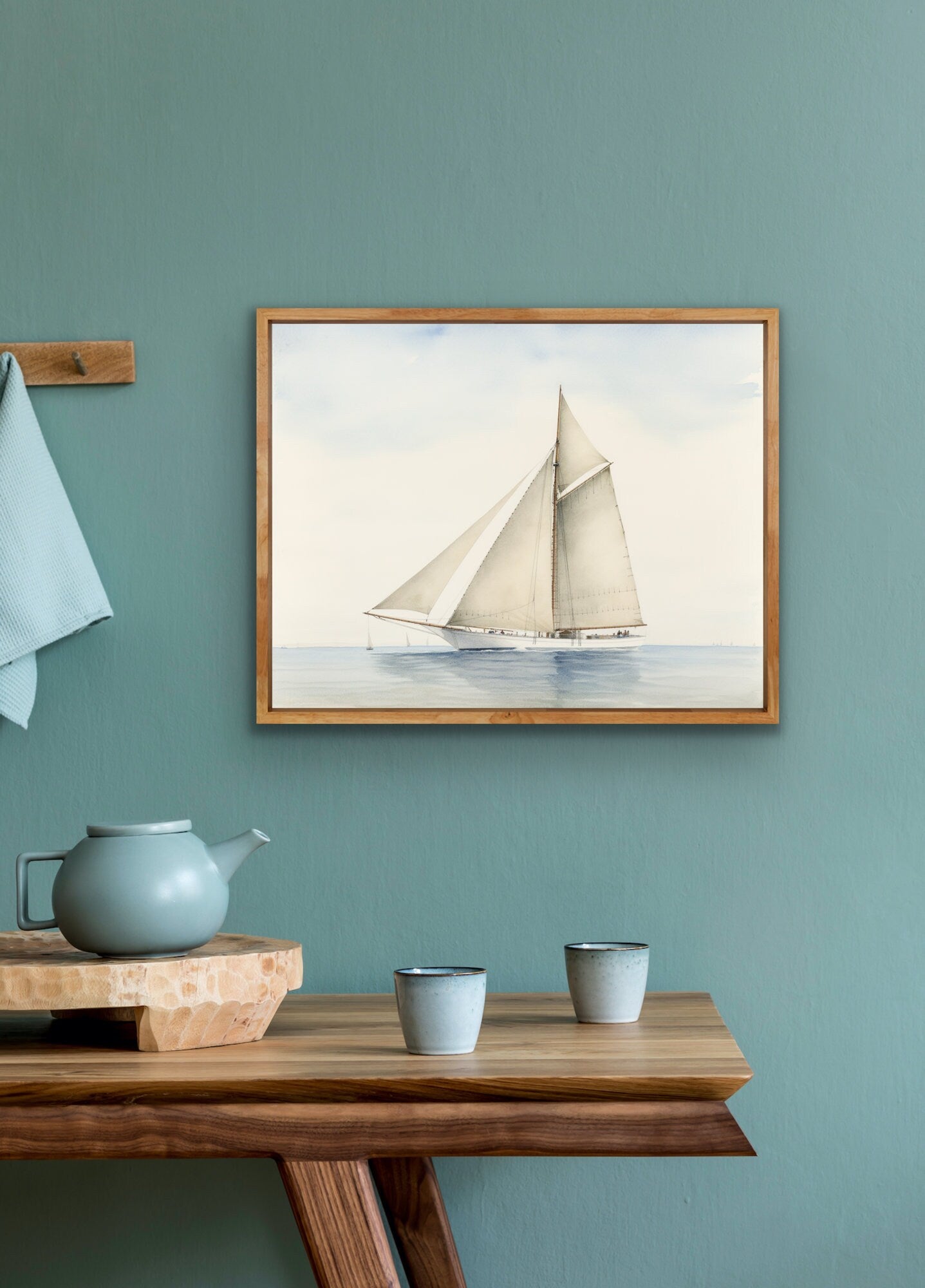 Sail Away on a Watercolor Voyage | American Oil Painting | Classic Canvas | Original Art | Boat on Water
