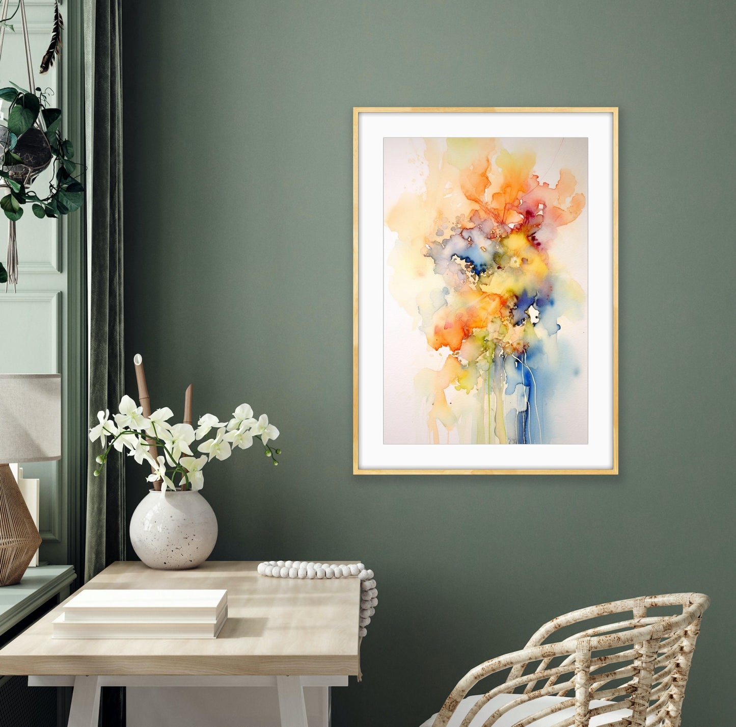 Radiant Blooms in Golden Light: Original Watercolor Painting in the Style of Jean Haines | Canvas Home Decor | Wall Art | Floral Artwork