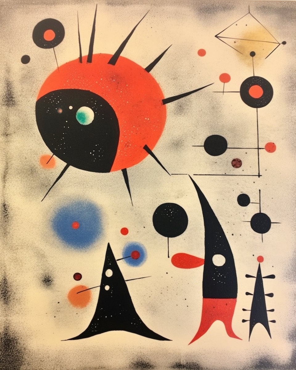 Abstract Rocket Shapes: Original Artwork Inspired by Joan Miro