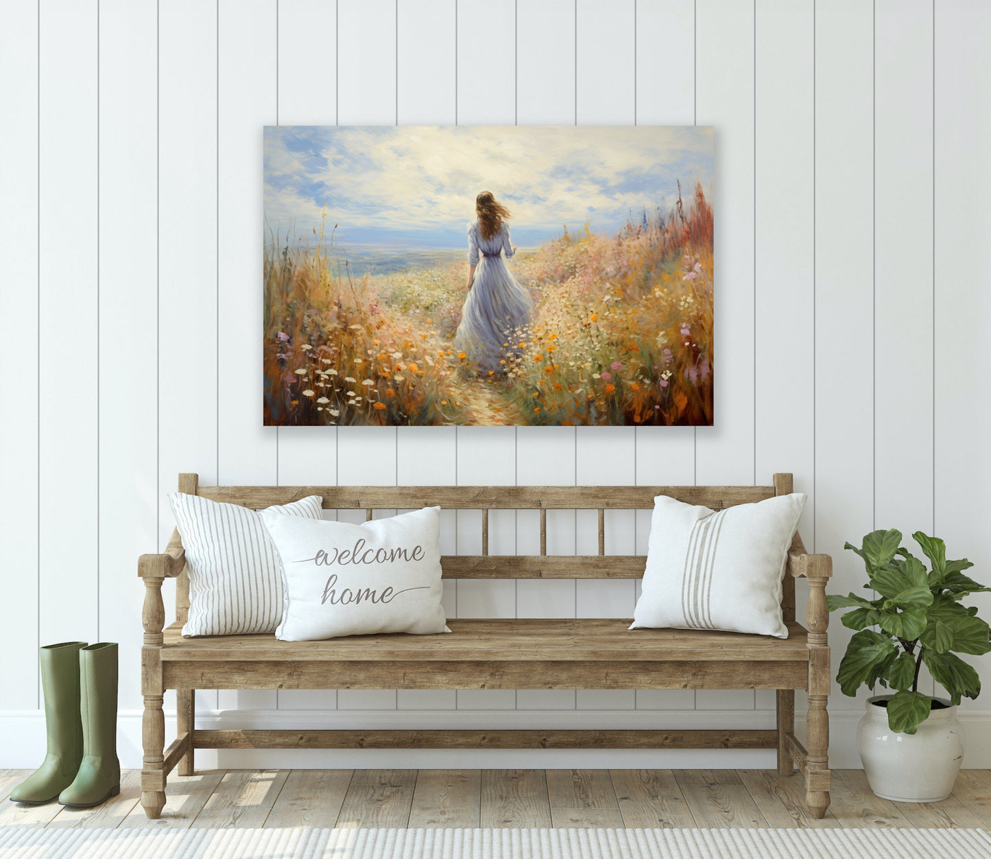 Serene Seascape: A Stunning Girl by the Sea - Inspired by Claude Monet | Digital Wall Art | Download Print | Custom Canvas