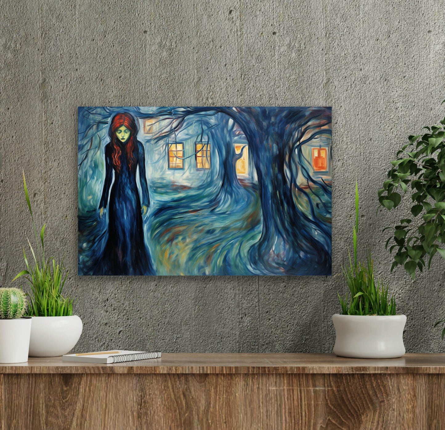Ethereal Forest: Hauntingly Beautiful Impressionist Painting Inspired by Edvard Munch | Digital Wall Art | Download Print | Custom Canvas