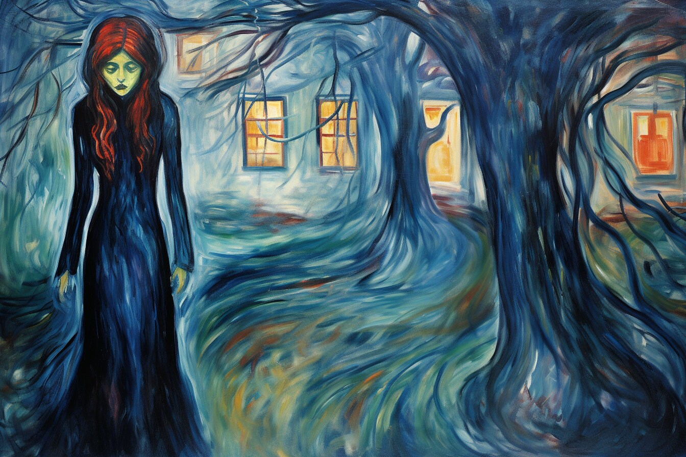 Ethereal Forest: Hauntingly Beautiful Impressionist Painting Inspired by Edvard Munch | Digital Wall Art | Download Print | Custom Canvas