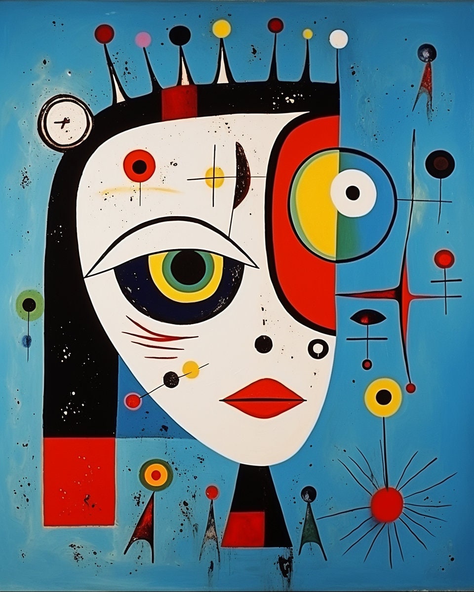Influences of Joan Miro: Abstract Female Figure on Canvas | Custom Canvas Prints | Minimal Modern | Canvas Original Painting