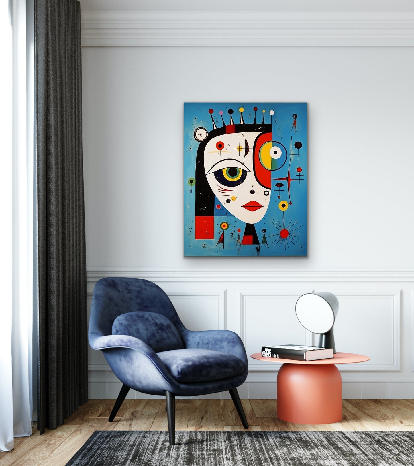 Influences of Joan Miro: Abstract Female Figure on Canvas | Custom Canvas Prints | Minimal Modern | Canvas Original Painting