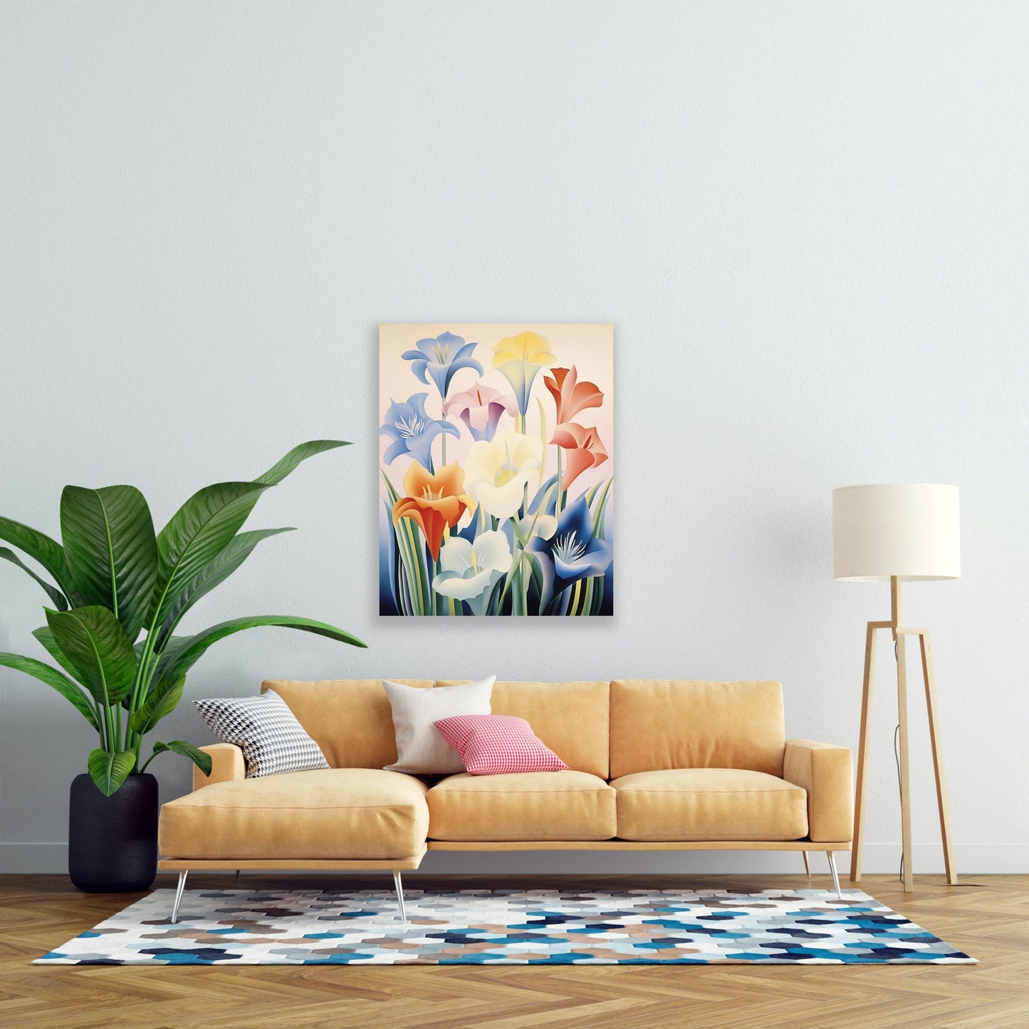 Georgia O'Keeffe Inspired Art Deco Wildflower Canvas Print: Floral Wall Art and Home Decor