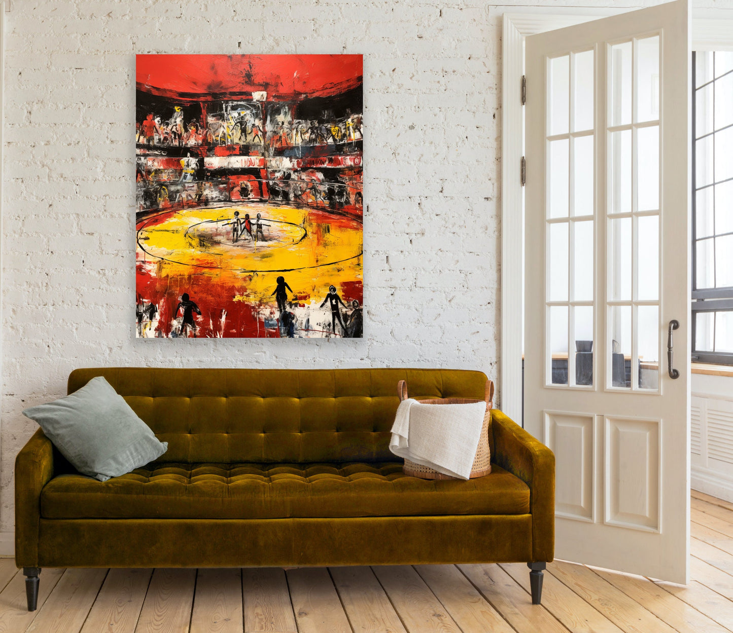 Jean Michel Basquiat Inspired Custom Canvas: "In The Arena" | A Modern Grunge Abstract Wall Art | Unique Digital Download