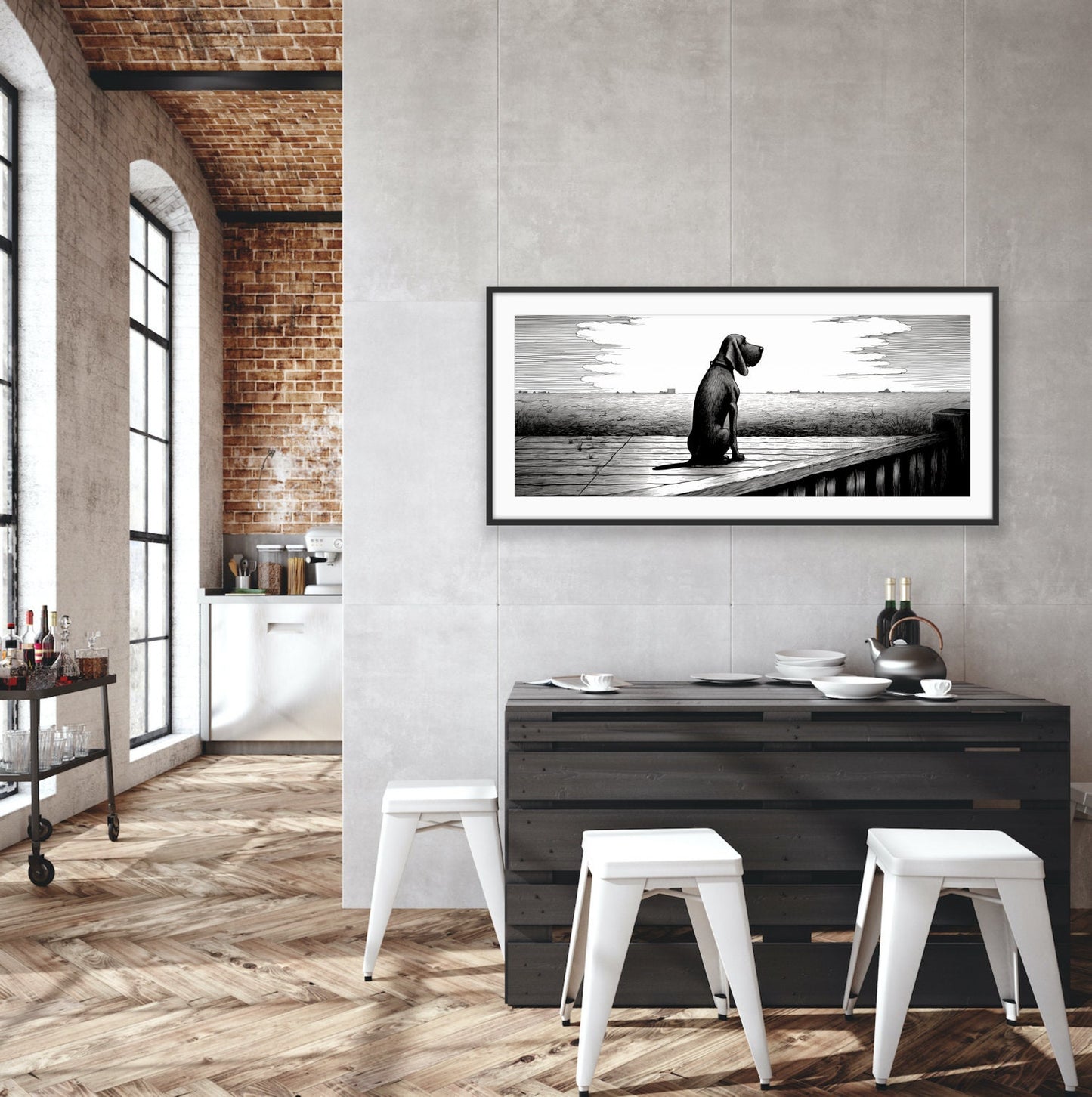 Edward Gorey Style Bloodhound Art: Custom Canvas and Digital Prints for Home Decor