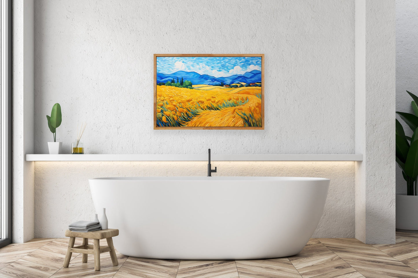 Van Gogh Wheatfields Impressionism Inspired Canvas: Original Canvas Landscape Art for Home Decor | Custom Canvas Print | Shipped Art