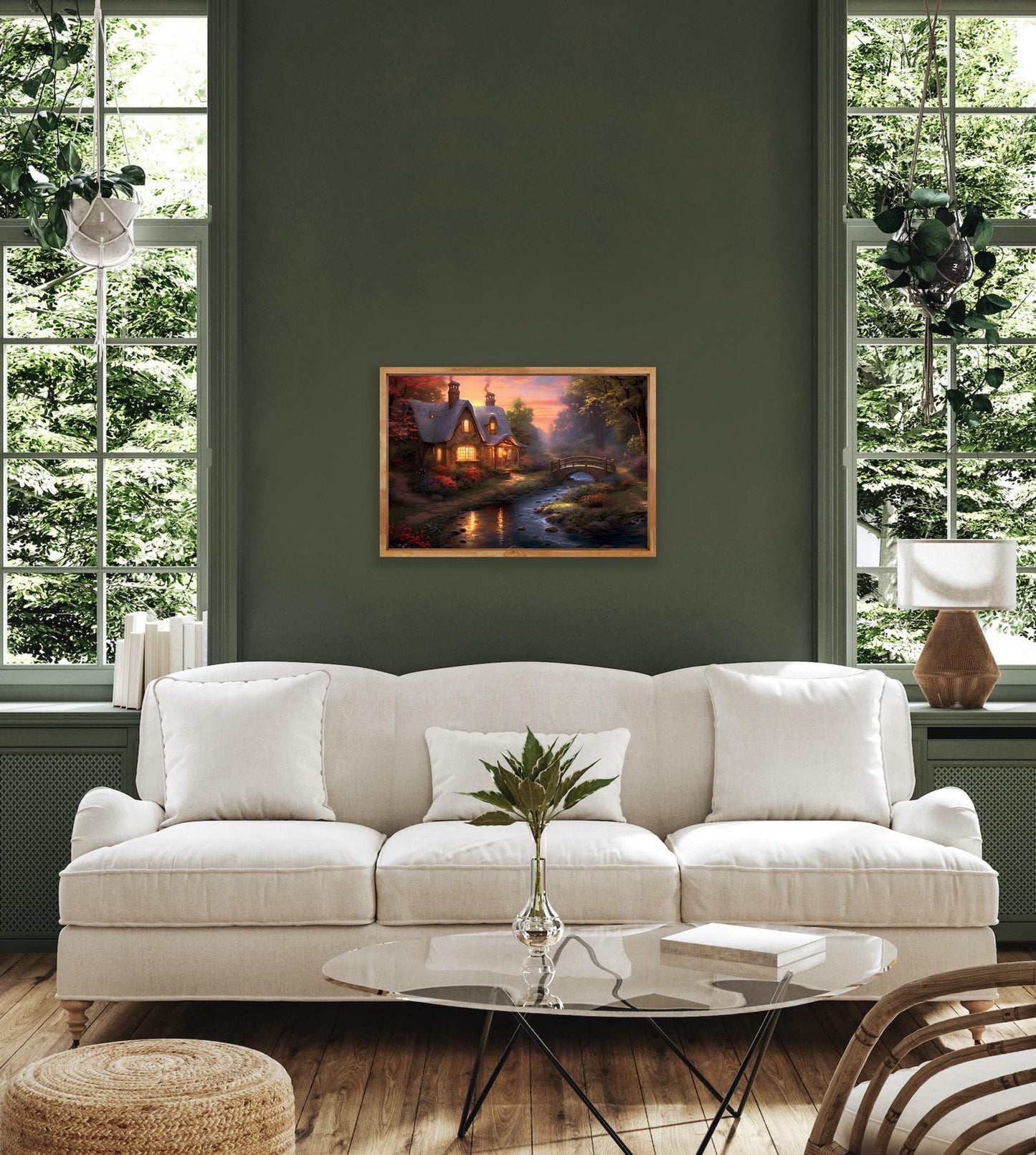 Whispers of Serenity: A Cozy Cabin in the Woods Inspired by Thomas Kinkade