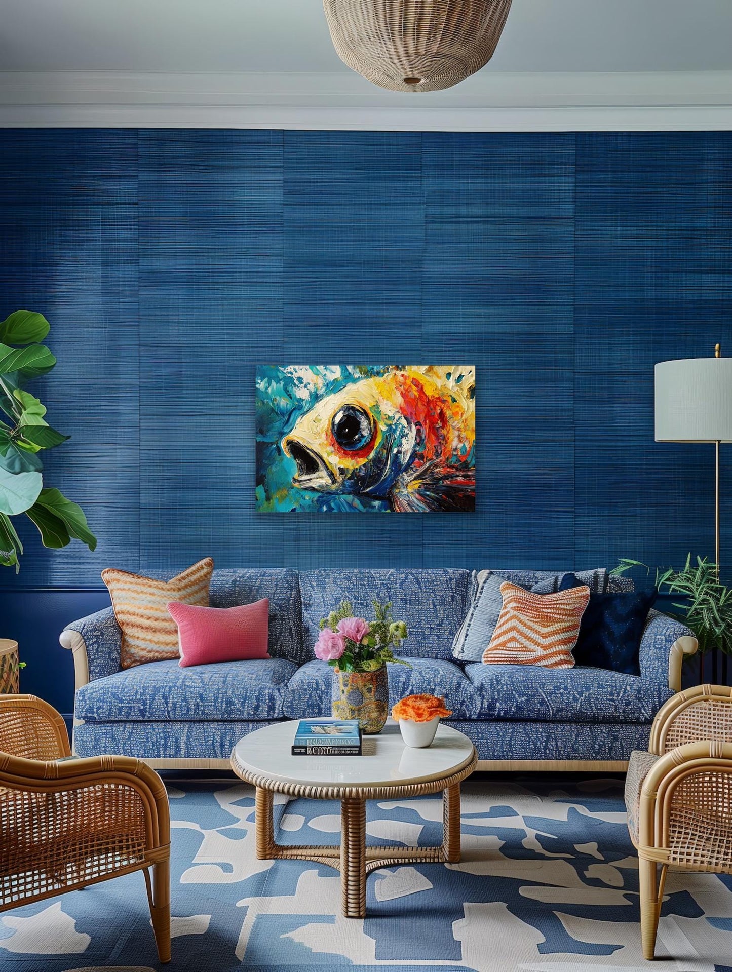 Vibrant Modern Abstract Goldfish Art Print | Custom Canvas & Digital Download | Eye-Catching Home Decor | Unique Wall Art