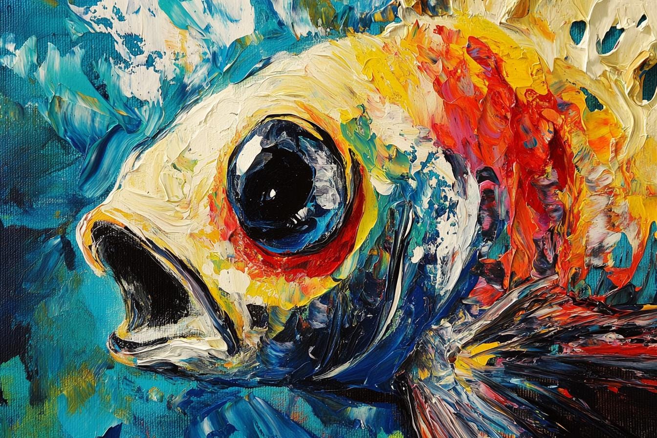 Vibrant Modern Abstract Goldfish Art Print | Custom Canvas & Digital Download | Eye-Catching Home Decor | Unique Wall Art