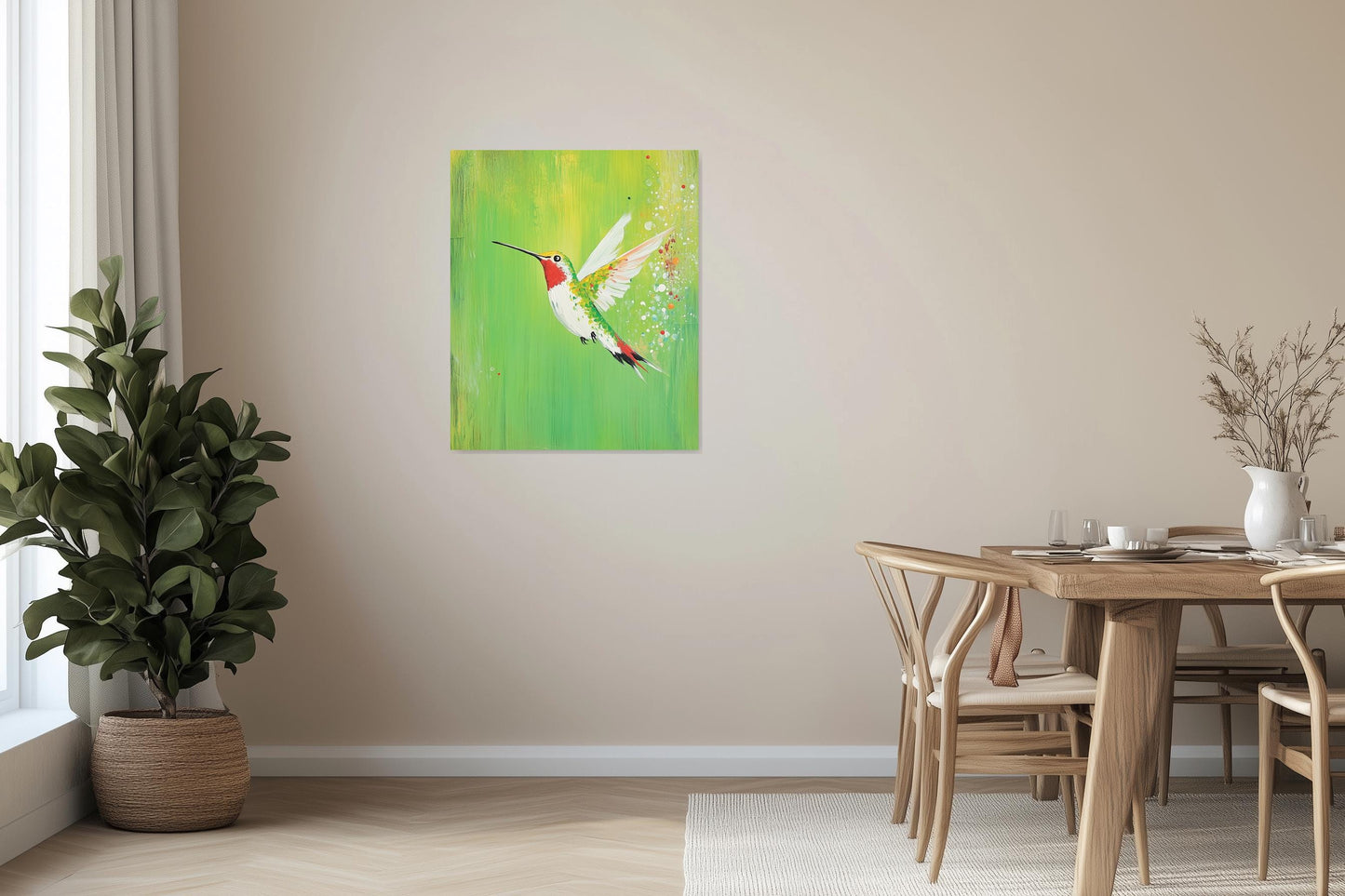 Vibrant Hummingbird Canvas Print Colorful Wall Art for Home Decor Nature Inspired Digital Download