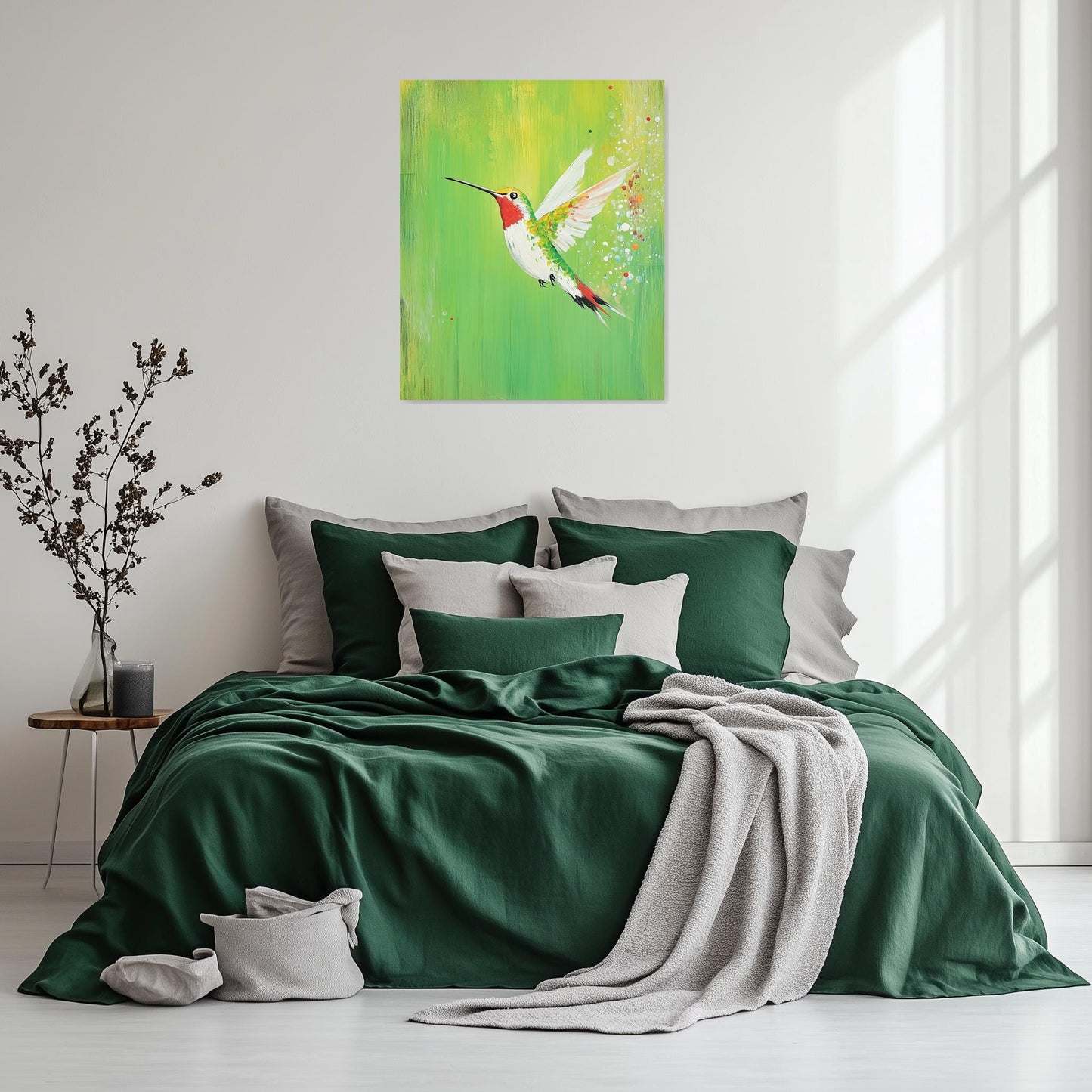 Vibrant Hummingbird Canvas Print Colorful Wall Art for Home Decor Nature Inspired Digital Download