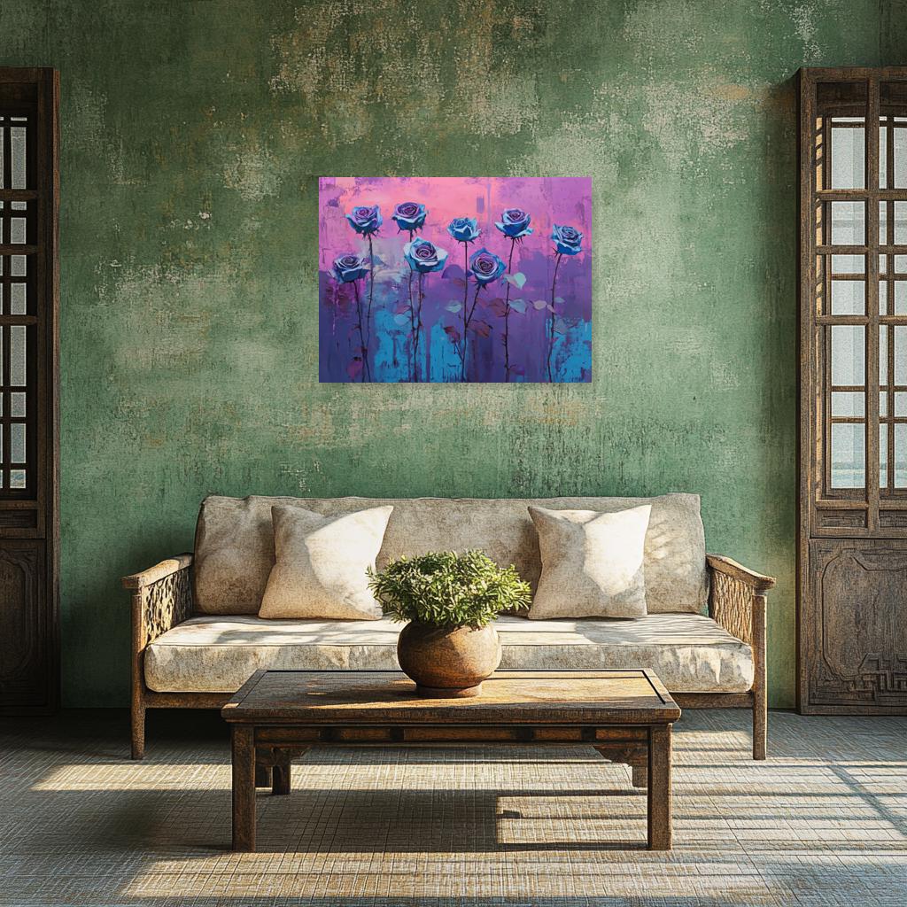 Stunning Blue Roses Canvas Print Wall Art Vibrant Floral Home Decor Digital Download Inspired by Contemporary Artists