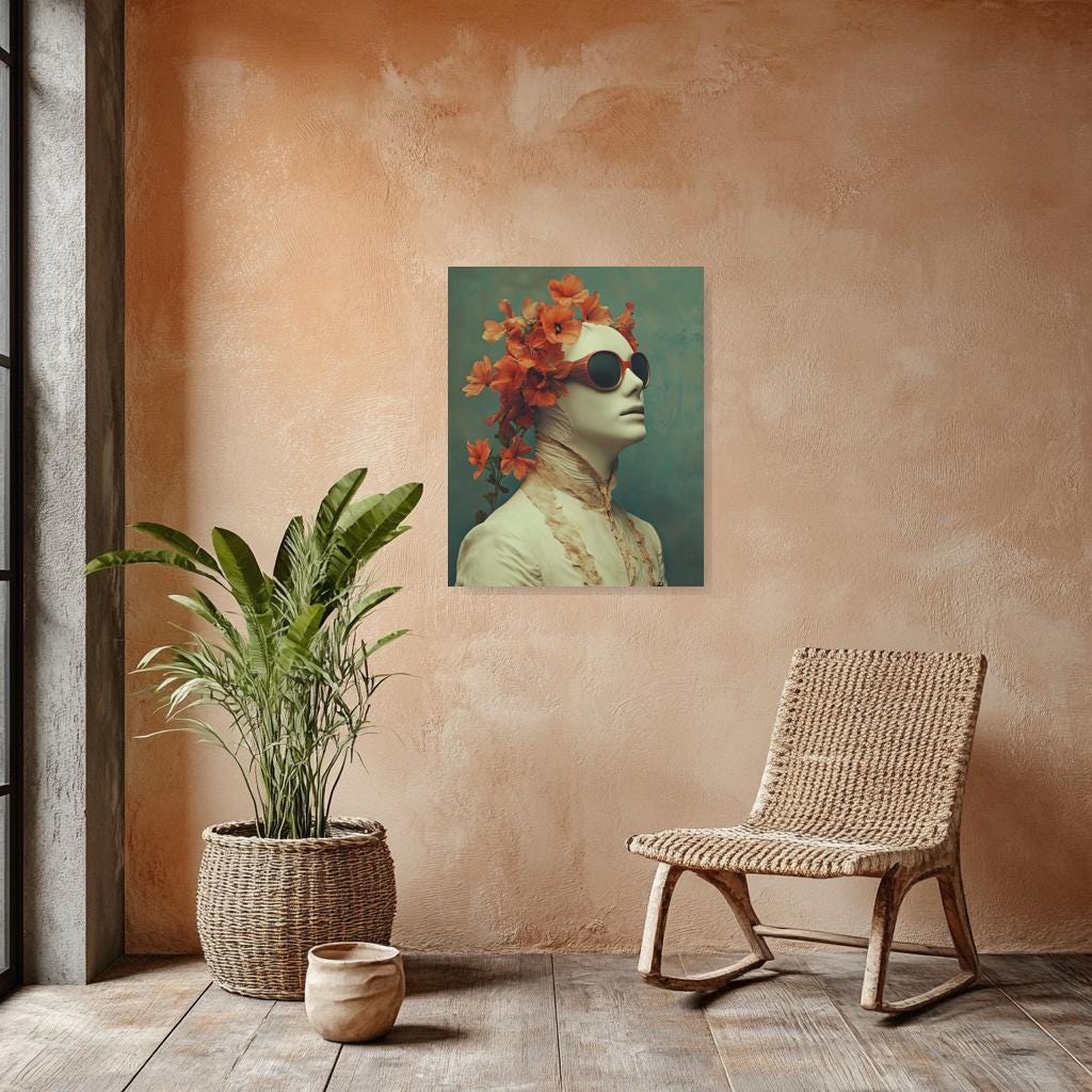 Floral Elegance Inspired by Surrealism Canvas Print and Digital Download Home Decor Wall Art