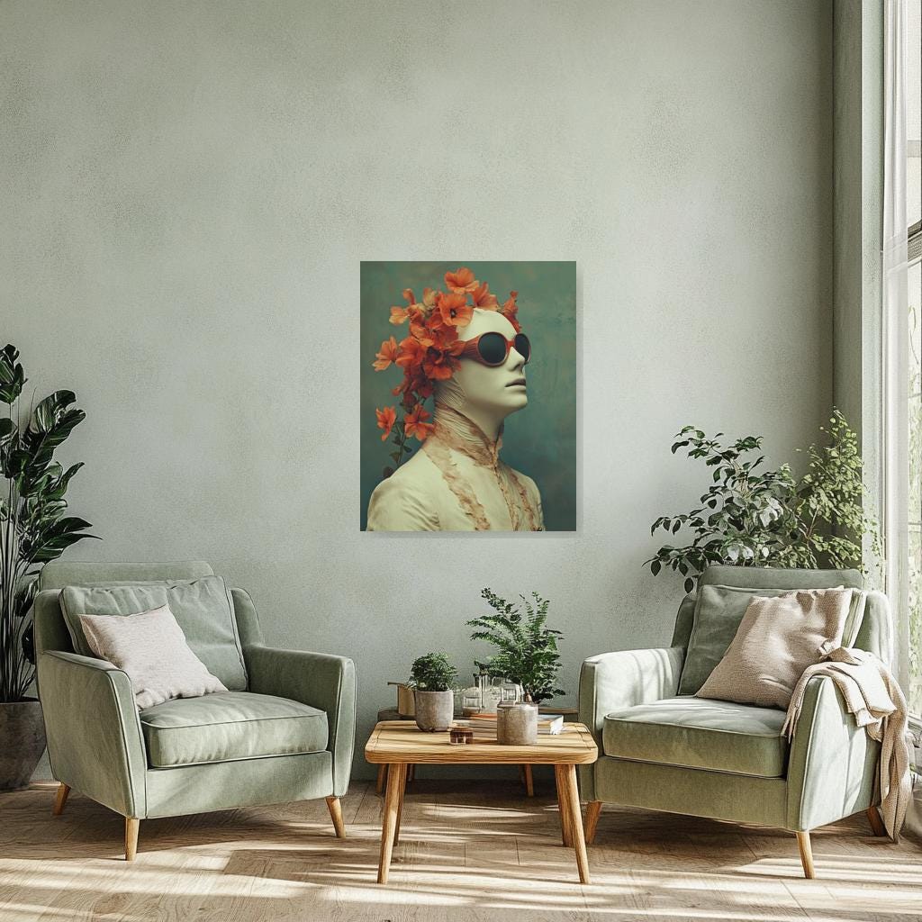 Floral Elegance Inspired by Surrealism Canvas Print and Digital Download Home Decor Wall Art