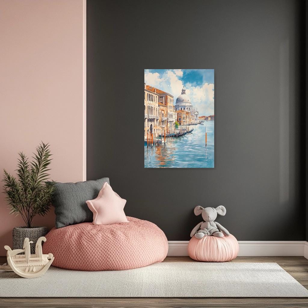 Venetian Landscape Canvas Print Inspired by Claude Monet Watercolor Home Decor Wall Art Digital Download