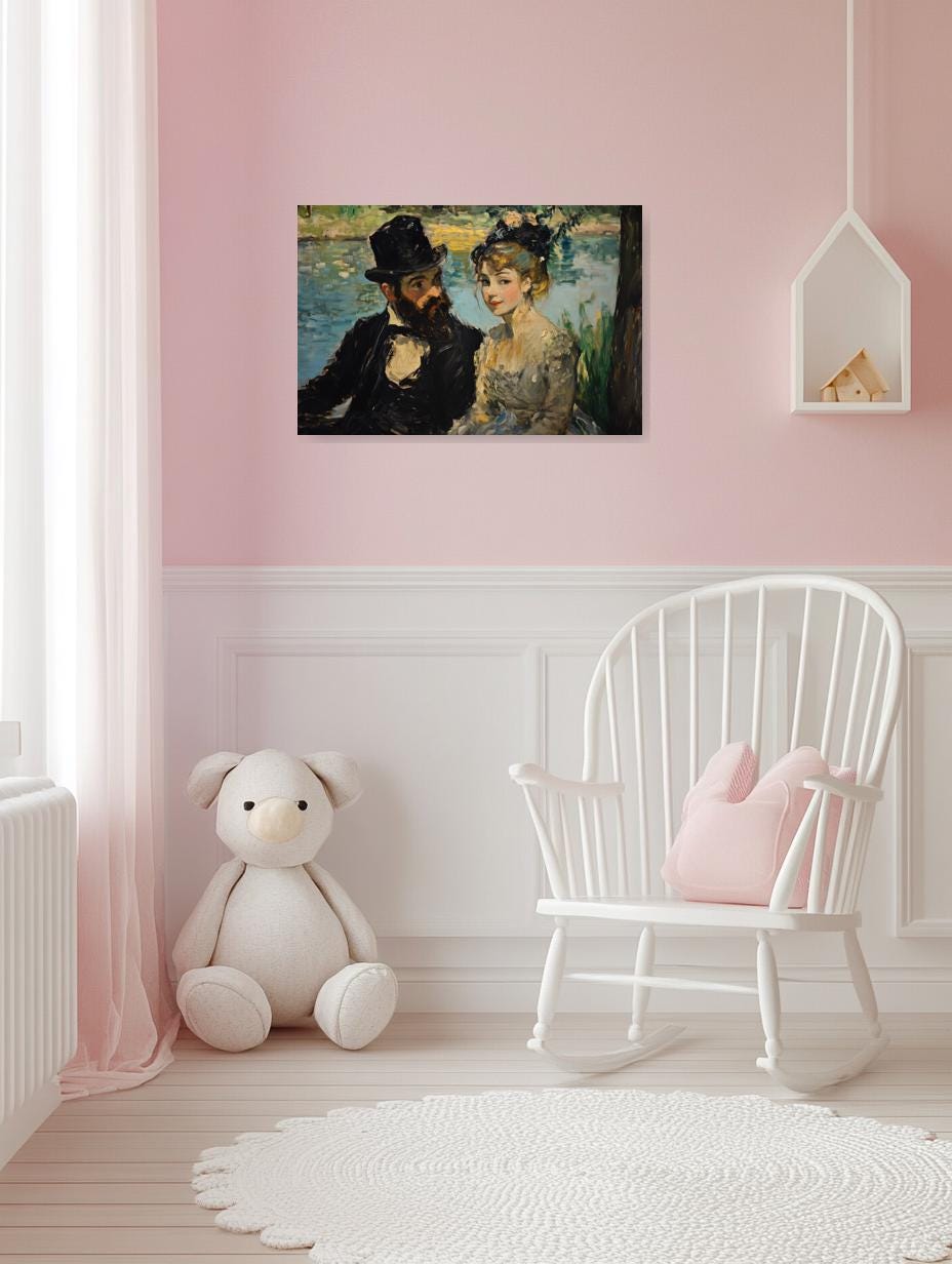 Impressionist Couple Canvas Print Romantic Wall Art Inspired by Renoir Perfect for Home Decor Digital Download