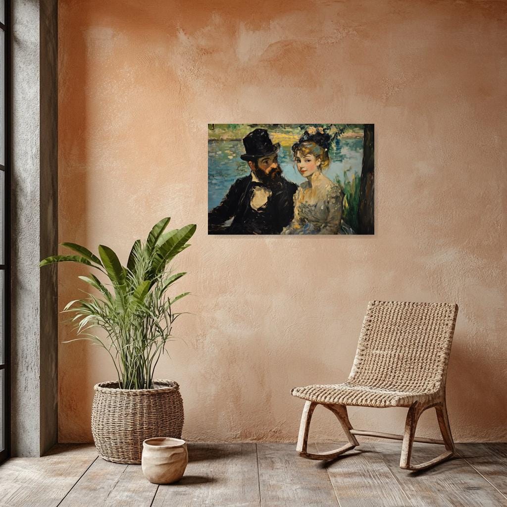 Impressionist Couple Canvas Print Romantic Wall Art Inspired by Renoir Perfect for Home Decor Digital Download