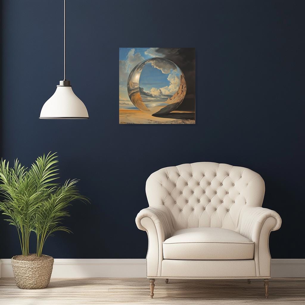 Surreal Landscape Canvas Print Inspired by Salvador Dali Abstract Art for Wall Decor, Unique Digital Download
