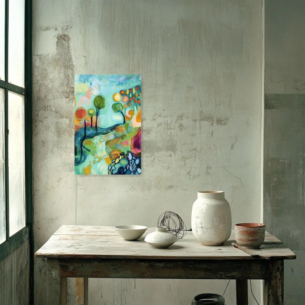 Colorful Abstract Canvas Print Inspired by Monet's Impressionist Style - Bright Home Decor, Digital Download Wall Art