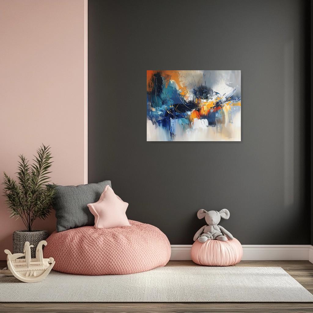 Abstract Canvas Wall Art Inspired by Van Gogh Featuring Bold Blue and Orange Splashes for Modern Home Decor