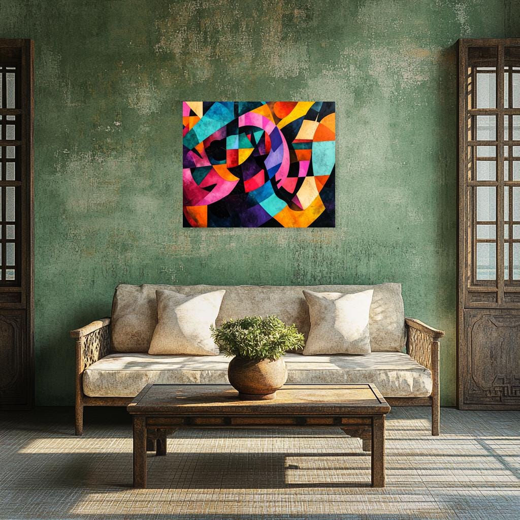 Abstract Geometric Canvas Print Inspired by Matisse for Colorful Home Decor and Unique Wall Art