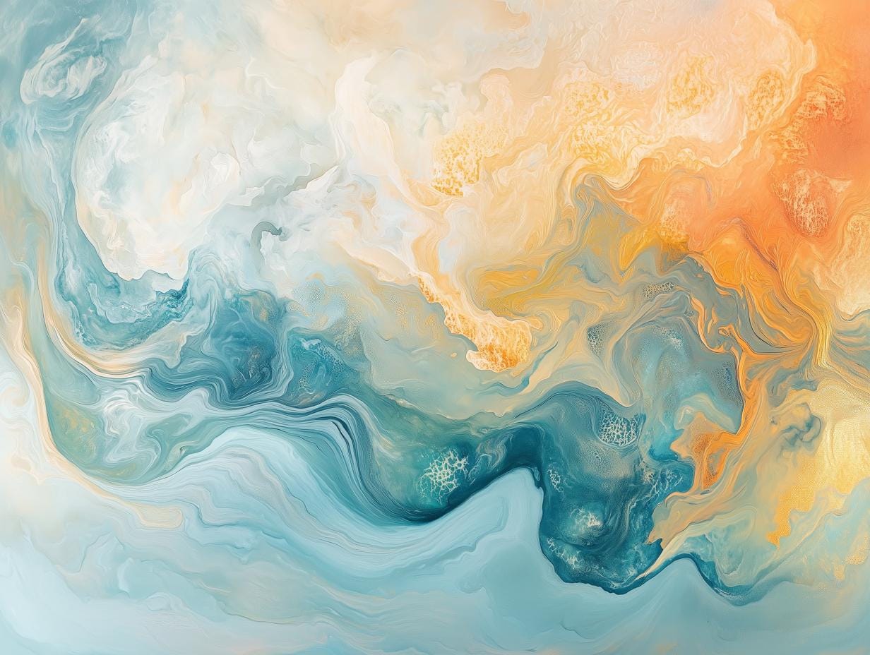 Abstract Ocean Waves Canvas Print in the Style of Turner - Colorful Home Decor Art for Living Room and Bedroom