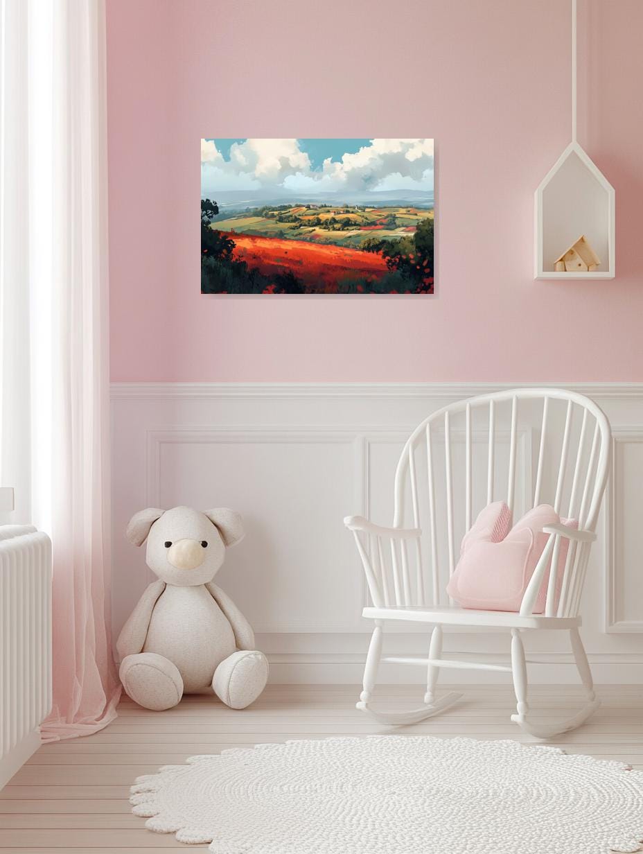 Stunning Custom Canvas Print of Vibrant Rolling Hills Inspired by Impressionist Landscape Art for Home Decor