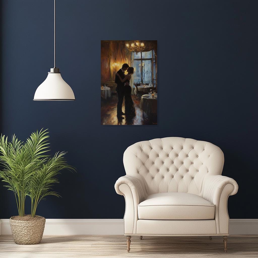 Elegant Passionate Dance Canvas Print Inspired by Renoir Romantic Wall Art for Home Decor and Modern Interiors