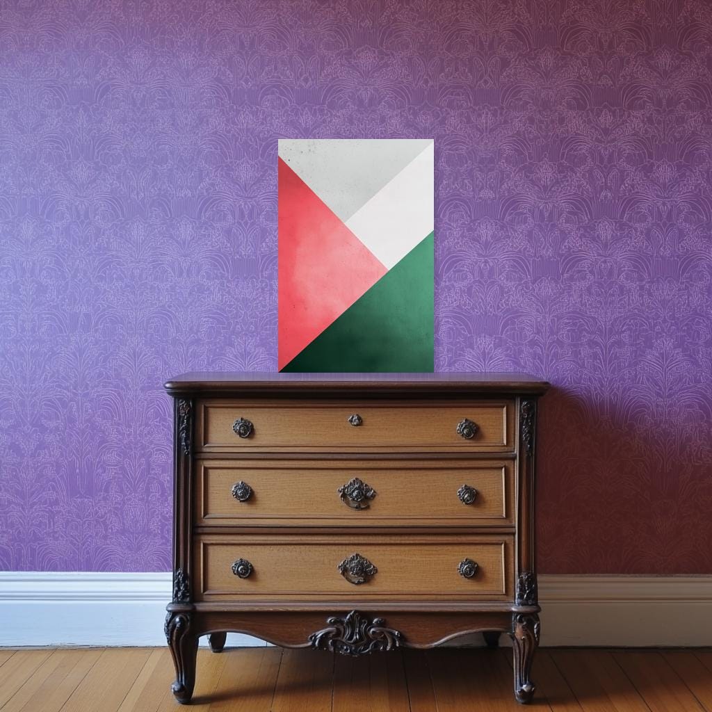 Modern Geometric Canvas Art in the Style of Piet Mondrian with Bold Pink, Green and White Wall Decor for Home