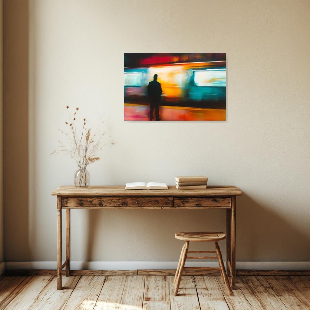 Abstract Canvas Print Inspired by Edvard Munch with Vibrant Colors and Expressive Brushstrokes for Modern Home Decor
