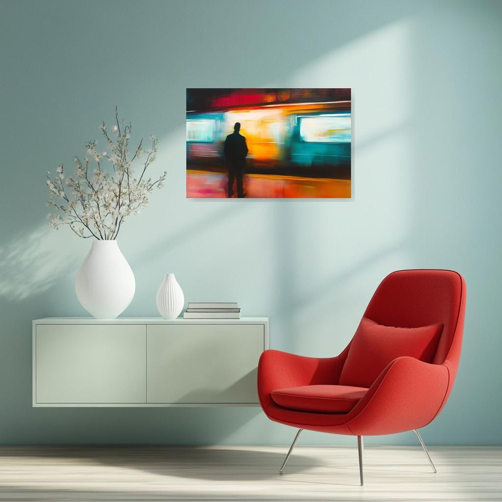 Abstract Canvas Print Inspired by Edvard Munch with Vibrant Colors and Expressive Brushstrokes for Modern Home Decor