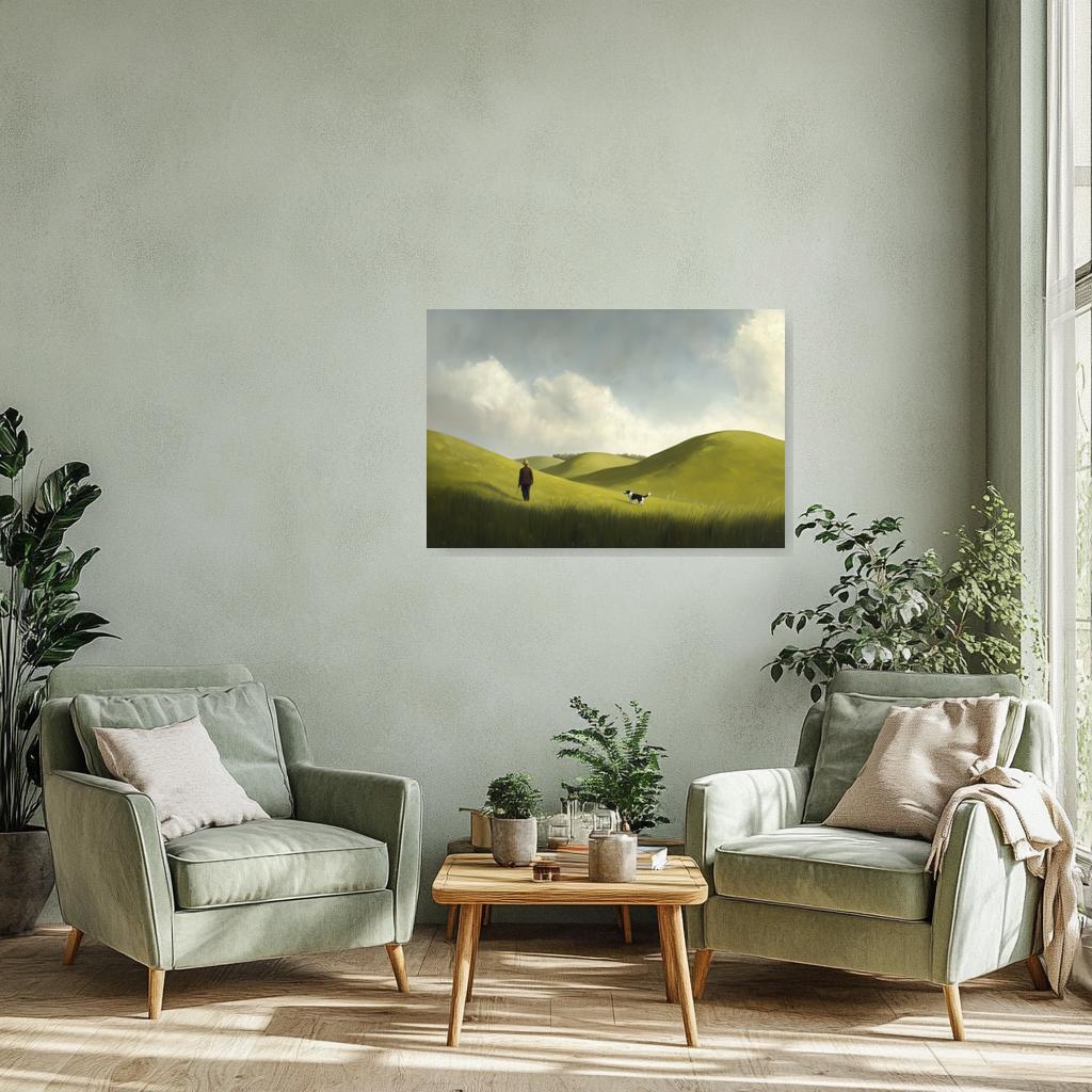 Serene Landscape Canvas Wall Art Inspired by Impressionist Style with Lush Green Hills and Tranquil Scenes