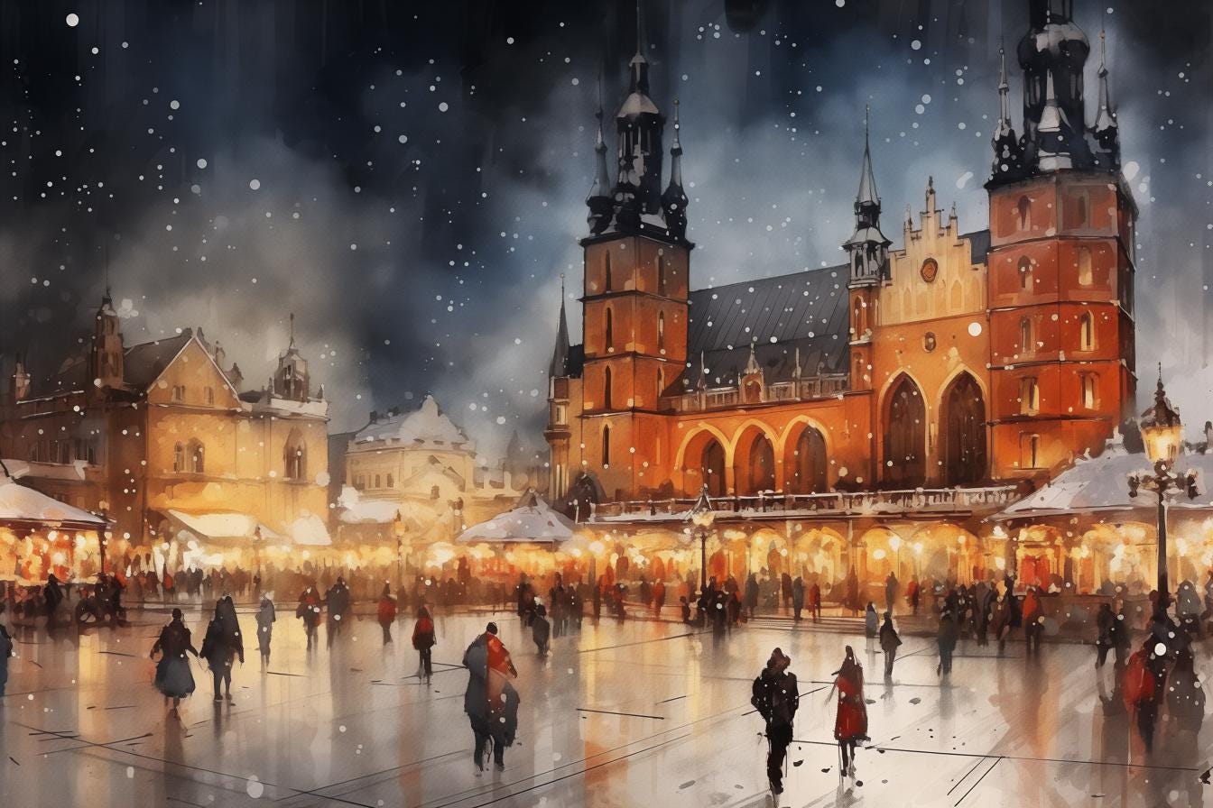 Winter Cityscape Inspired by Claude Monet Canvas Print Wall Art in Warm Hues Perfect for Cozy Home Decor