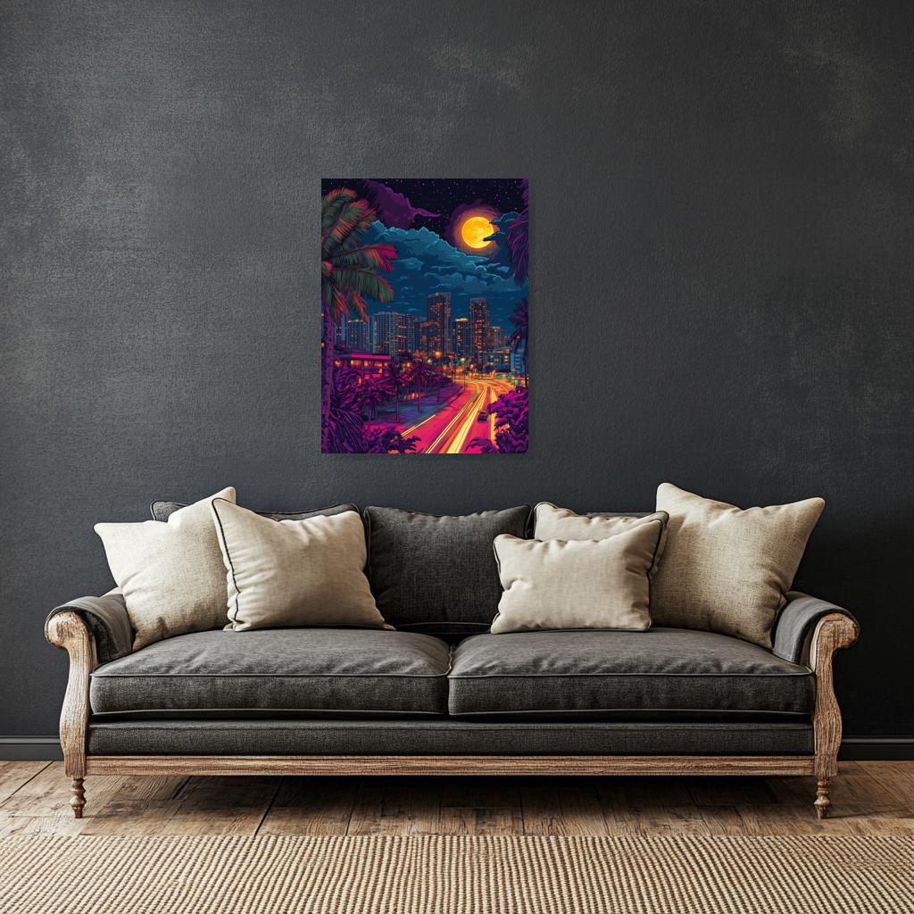 Custom Canvas Print Neon Cityscape Artwork Inspired by Hiroshi Nagai Urban Art for Home Decor and Wall Art