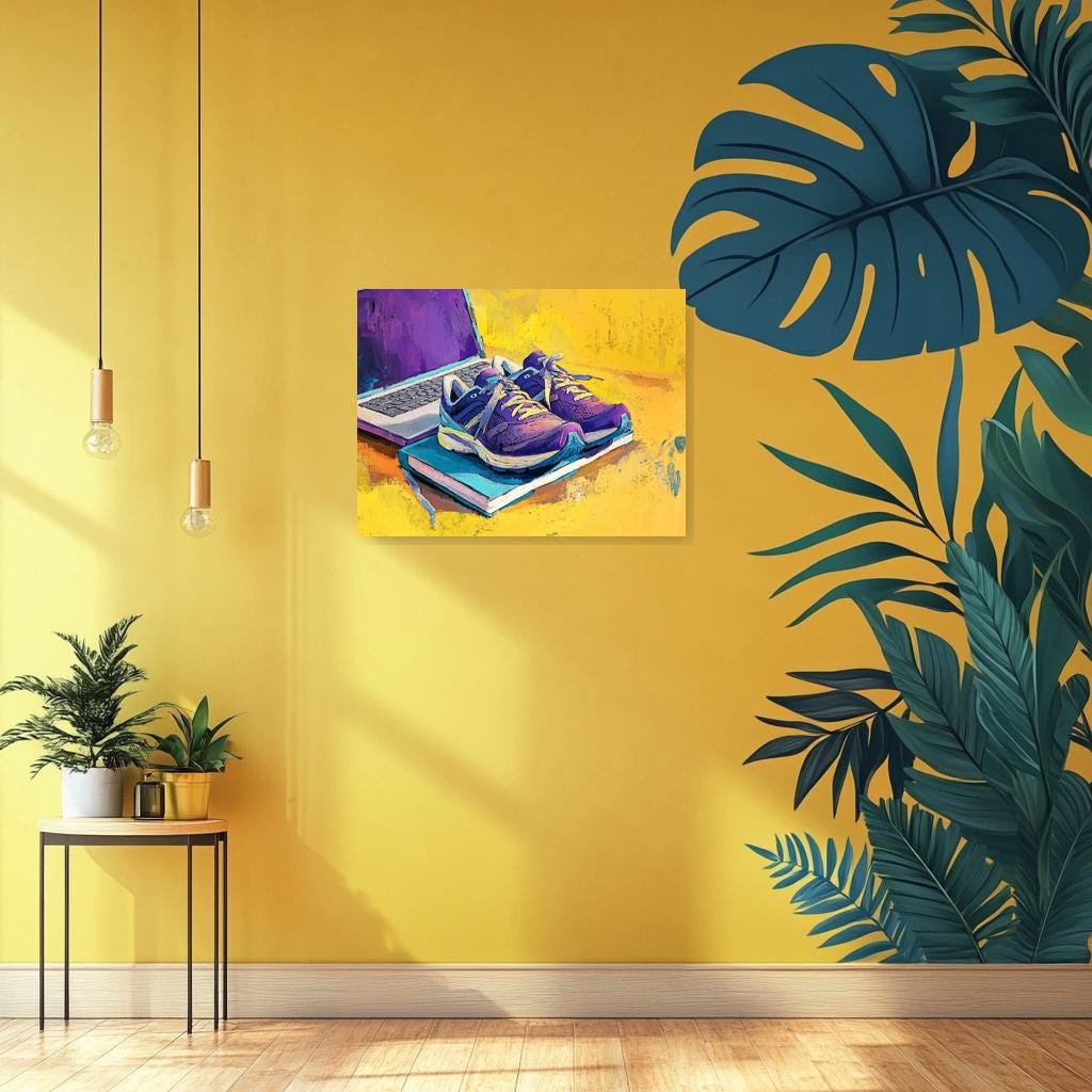 Custom Canvas Print Inspired by Van Gogh with Colorful Running Shoes Laptop Modern Home Decor Wall Art