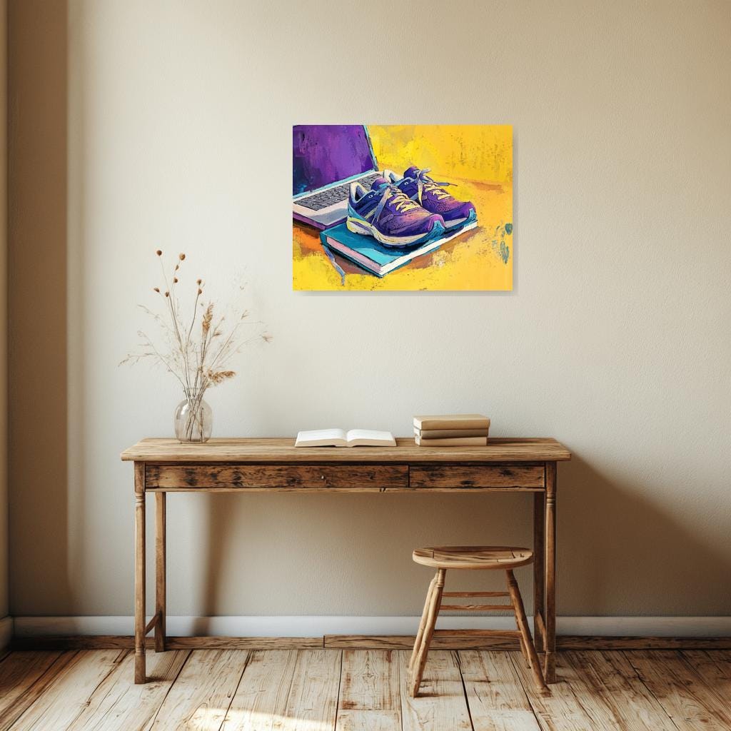 Custom Canvas Print Inspired by Van Gogh with Colorful Running Shoes Laptop Modern Home Decor Wall Art