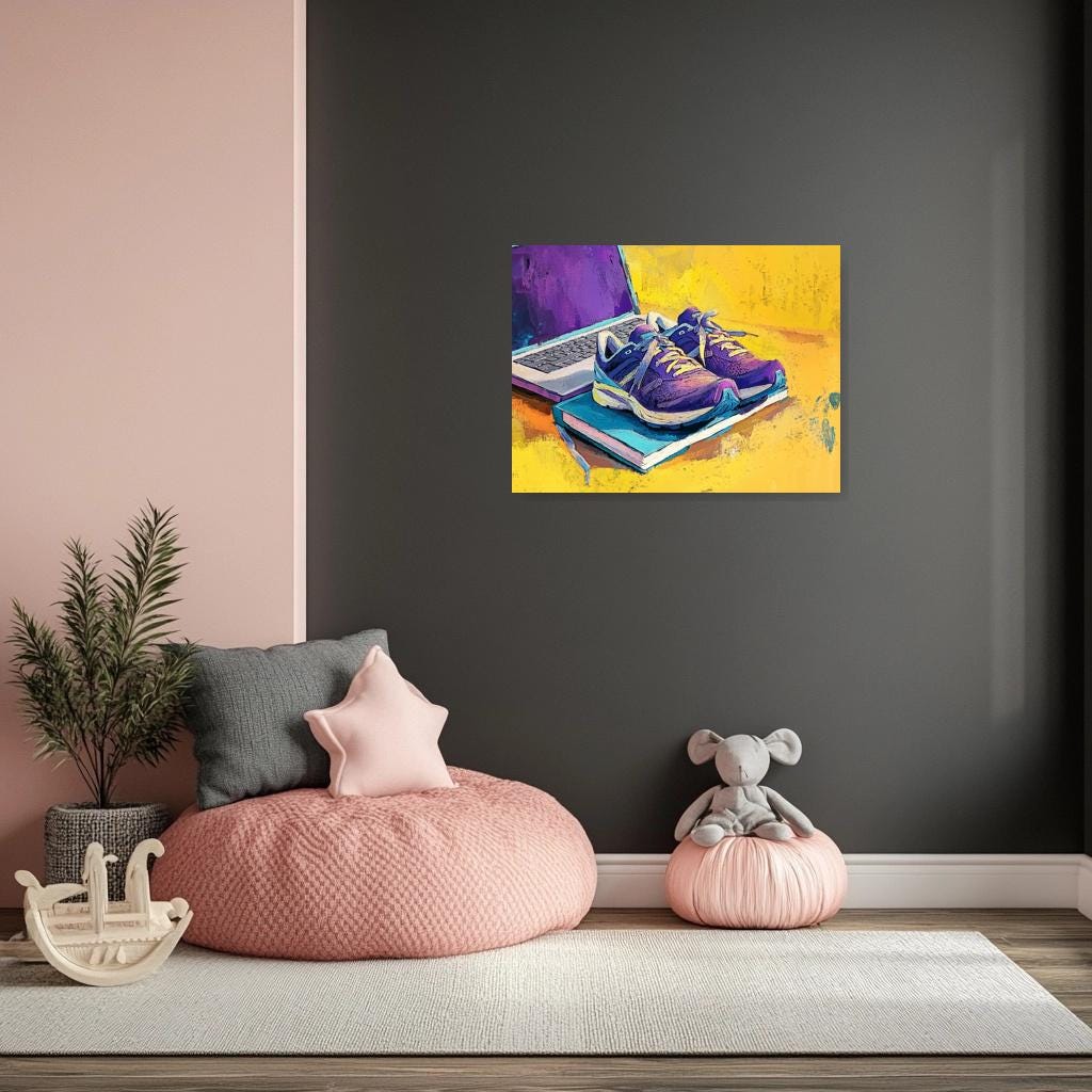 Custom Canvas Print Inspired by Van Gogh with Colorful Running Shoes Laptop Modern Home Decor Wall Art