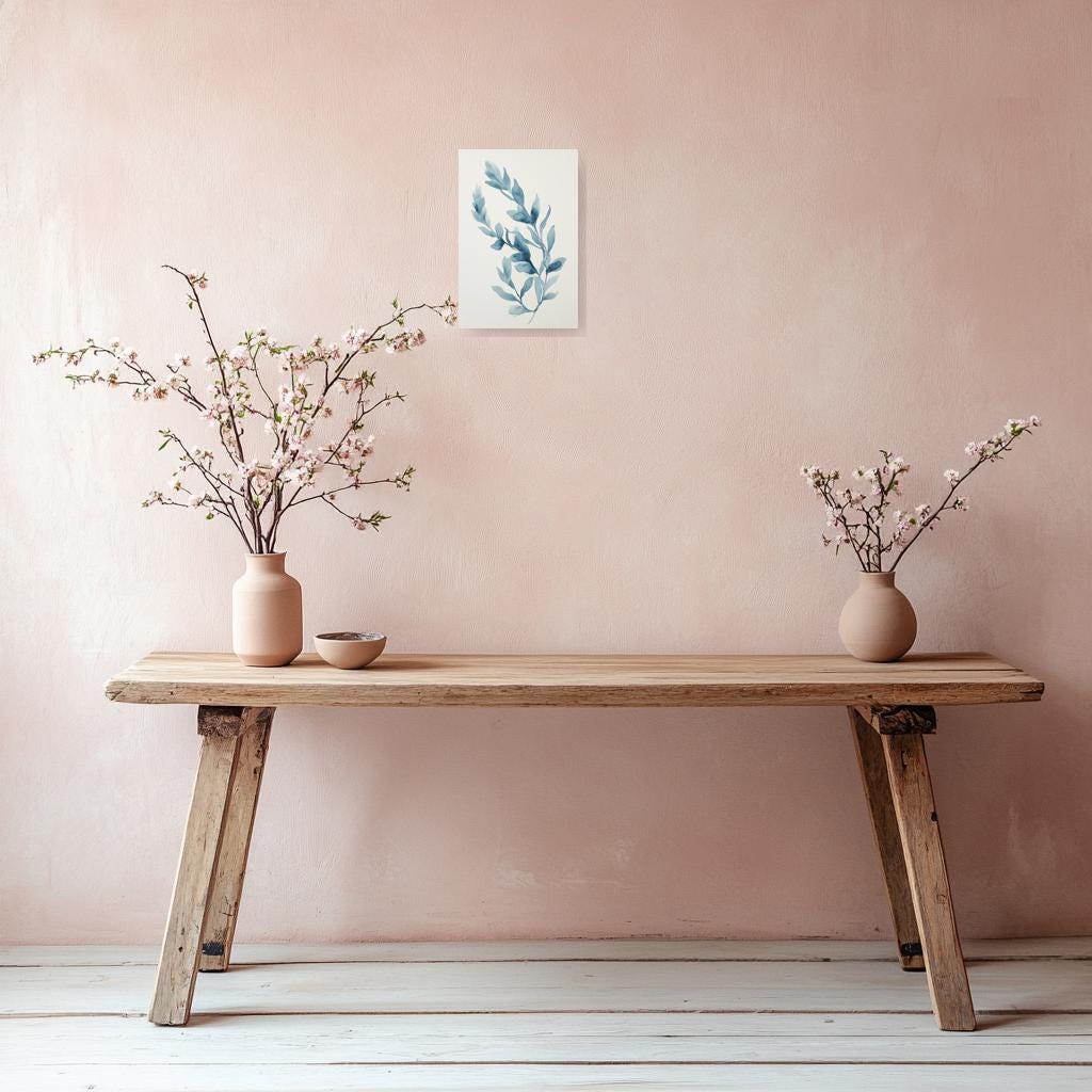Custom Watercolor Botanical Wall Art Blue Leaf Canvas Print Home Decor Inspired by Famous Artists