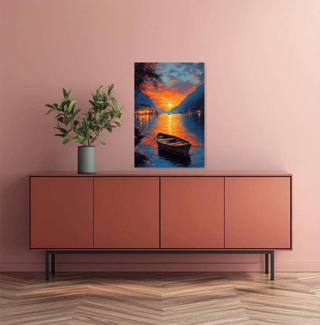 Vibrant Sunset Reflections Canvas Print Inspired by Impressionist Artists Stunning Wall Art for Home Decor and Relaxation