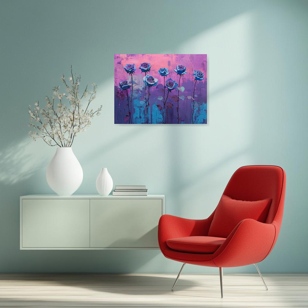 Stunning Blue Roses Canvas Print Wall Art Vibrant Floral Home Decor Digital Download Inspired by Contemporary Artists