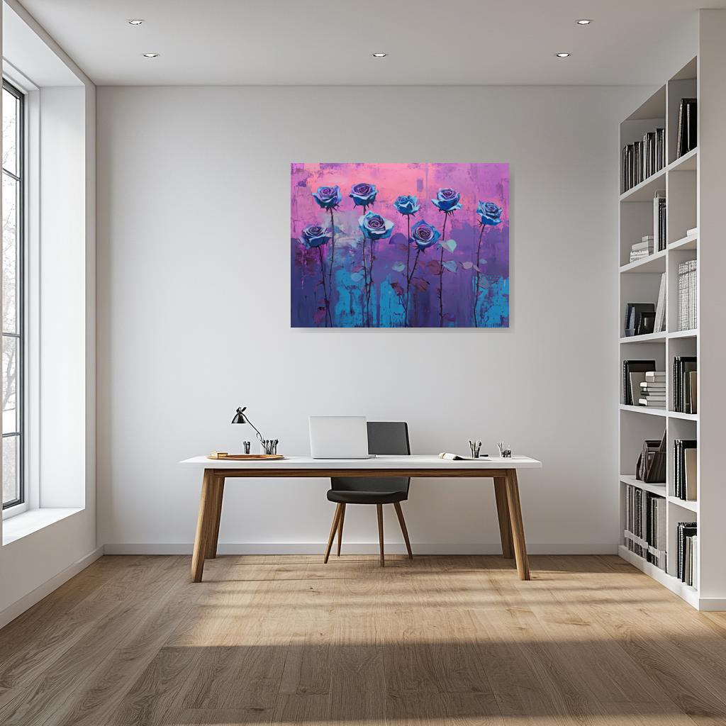 Stunning Blue Roses Canvas Print Wall Art Vibrant Floral Home Decor Digital Download Inspired by Contemporary Artists