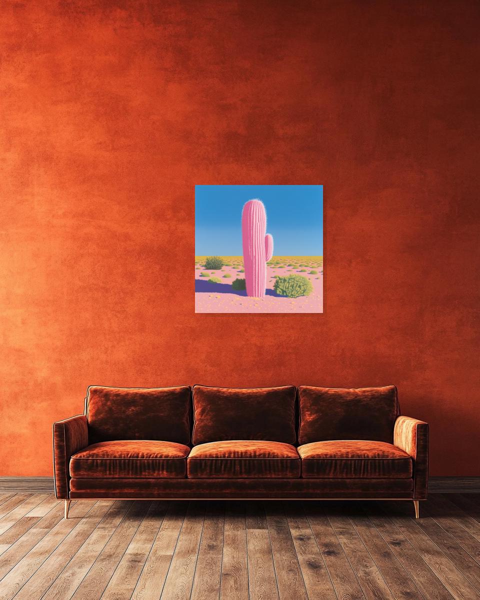 Fun Pink Cactus Wall Art Canvas Print Digital Download Desert Landscape Home Decor Inspired by Pop Art Style