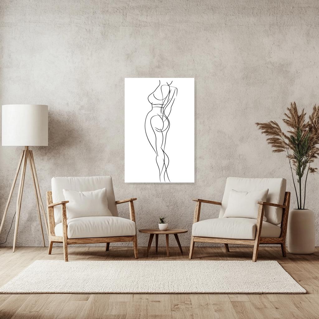Minimalist Line Art Canvas Print Inspired by Picasso Elegant Woman Body Abstract Wall Art for Home Decor Digital Download