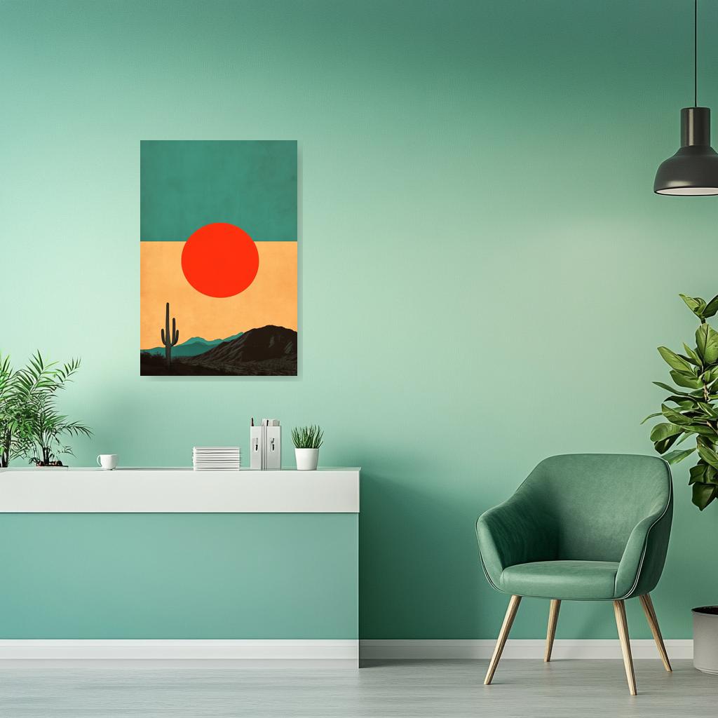 Custom Cactus Sunset Canvas Print Inspired by Minimalism Geometric Art for Colorful Home Decor Wall Art