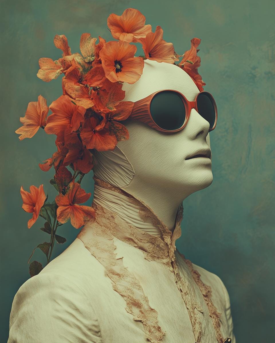 Floral Elegance Inspired by Surrealism Canvas Print and Digital Download Home Decor Wall Art