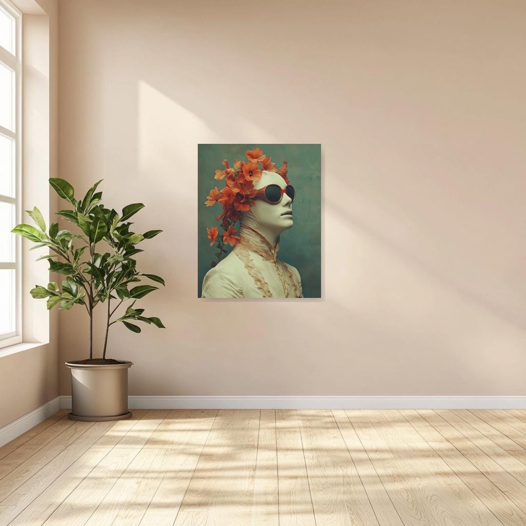 Floral Elegance Inspired by Surrealism Canvas Print and Digital Download Home Decor Wall Art