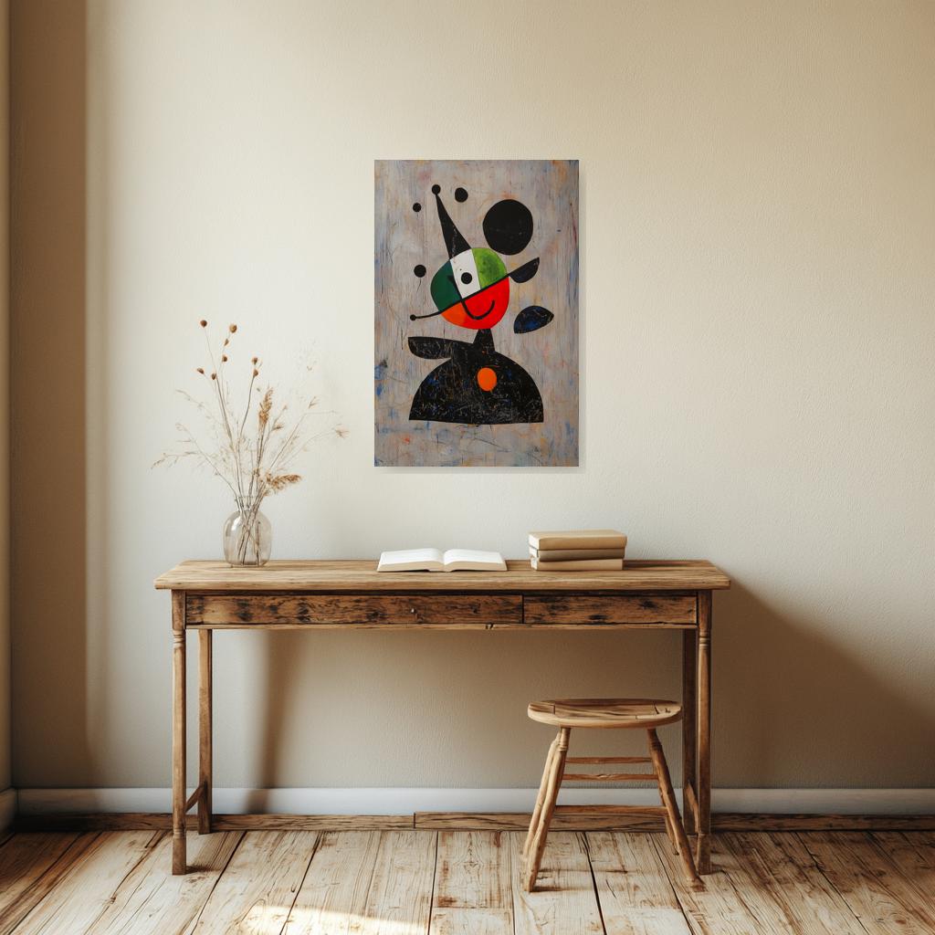 Playful Abstract Canvas Print Inspired by Miró Colorful Clown Artwork Wall Art Home Decor Digital Download